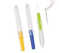 Needle Threader, Needles Sewing Tools, 3 Pieces Colorful Automatic Needle Threader with Lid, Automatic Threader Tool for Household, Portable Sewing Tool for Craft