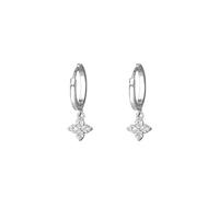 Needle Zircon Four Leaf Hoop Earrings for Women Girls Fashion Huggies Party Wedding Jewelry Gift