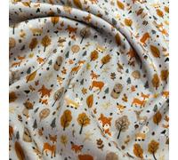 Needlecord Fabric - Cute Woodland Fox Print Cotton Soft Cord Fabric Material