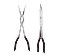 NeedleNose & BentNose Pliers Set, Steel Long Reach Pliers with Compound Joints Serrated Tips Flexible in Restricted Space