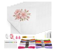 Needlepoint Canvas Practice Set 58 Mesh Sheets with Color Thread, Tutorial Booklet and Visible Craft Supplies for Adult Home Needlework Needlepoint Mesh Craft Canvas Sheets Embroidery Starter Thread