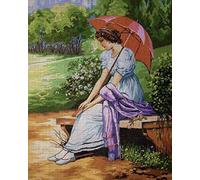 Needlepoint kit Half Cross Stitch Tapestry Tapestry Embroidery Set Woman with Umbrella 23 x 30 cm Include Multilayer Cotton Thread[] Bordado con aguja 5D HD cod.548