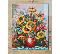 Needlepoint Painted Canvas Cross Stitch Tapestry Kit Gobelin - Flowers. 20"x24" by Collection D'Art 11461