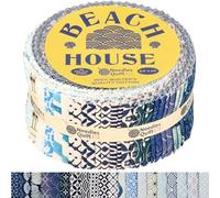 Needles Quilt Studio - 2.5" Precut 40 Fabric Strip Bundle (Beach House) | Cotton Strips Bundles for Quilting - Jelly Rolls for Quilting Assortment Fabrics Quilters & Sewing - Precuts Cloth for Quilts