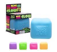 NeeDoh Nice Cube Glow In The Dark 3 Pack - Glowing Fidget Toy For Kids, Nee Doh Squishy Stress Balls, Sensory Fidgets, Anxiety Relief Squidgy Toys, Safe & Non-Toxic, Age 3 Year Olds +