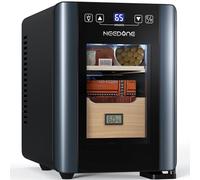 NEEDONE Cigar Humidor 8L with Heating & Cooling Control, Quiet Thermostatic Electric Cooler Cabinet for 80 Counts with Spanish Cedar Wood Shelves & Drawer with Hygrometer, Gift for Men
