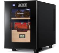 NEEDONE Humidor 16L Electric Cooler Humidors for 100 Counts, Electronic Cabinet with Cooling Control, Spanish Cedar Wood Drawer Shelves, Digital Hygrometer Displays, Gift for Men