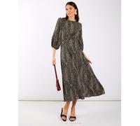 Needs No Label Black Spotty 3/4 Sleeve Midi Dress - 16