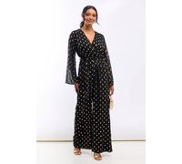 Needs No Label Foil Wrap Jumpsuit In Black Black 8