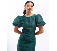 Needs No Label Green Jacquard Puff Sleeve Mini Dress - 16