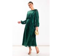 Needs No Label Green Long Sleeve Jacquard Midi Dress Green 10