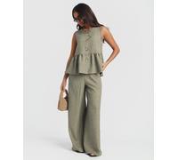 Needs No Label Khaki Stripe Wide Leg Trousers - L