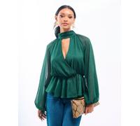 Needs No Label Sparkly Green Wrap Top - 10