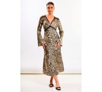 Needs No Label Women's Animal Long Sleeve Lace Midi Dress in Brown | Size: 18 Needs No Label Brown 18