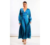 Needs No Label Women's Blue Leopard Printed Maxi Dress | Size: 10