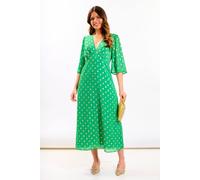 Needs No Label Women's Green Foil Chiffon Midi Dress | Size: 10 Needs No Label Green 10