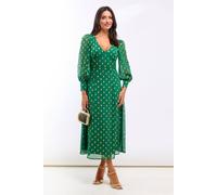 Needs No Label Women's Green Foil Plunge Midi Dress | Size: 12 Needs No Label Green 12