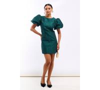 Needs No Label Women's Green Jacquard Puff Sleeve Mini Dress | Size: 18 Needs No Label Green 18