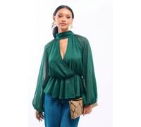 Needs No Label Women's Sparkly Green Wrap Top | Size: 14 Needs No Label Green 14