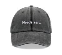 Needs Salt. Baseball Cap Vintage Washed Unisex Dad Hat Adjustable Low Profile Black