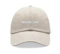 Needs Salt. Baseball Cap Vintage Washed Unisex Dad Hat Adjustable Low Profile Stone
