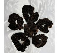 Needs & Wants® 6 Pack of Plain Velvet Scrunchie Bobble Hair Tie Hair Band Ponytail Holder Hair Styling Accessory (6, COFFEE)