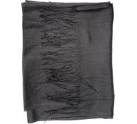 Needs & Wants® Ladies Light Weight Plain Solid Colors Fringe Detail Viscose Polyester Faux Pashmina Scarves (Black)