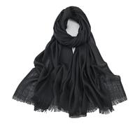 Needs & Wants® Large Cotton Scarf Shawl - Islamic Hijab Wrap with Frayed Ends for Women - Soft Plain Cotton Maxi Head Cover