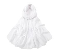 Needs & Wants® Plain Shawl Large Maxi Mixed Cotton Head Scarf Hijab Islamic Soft Cotton Shawl Wrap Frayed Ends (Large Square Head Scarf Cotton Hijab, WHITE)