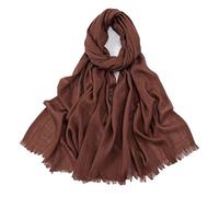 Needs & Wants® Plain Shawl Large Maxi Mixed Cotton Head Scarf Hijab Islamic Soft Cotton Shawl Wrap Frayed Ends (Large Square Head Scarf Cotton Hijab, BROWN)