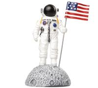Needzo Astronaut on The Moon Figurine, Patriotic Desk and Bookshelf Decoration, 4"x 3.75" x7"