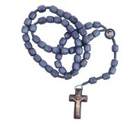 Needzo Carlo Acutis Blue Wooden Rosary, Patron Saint of the Internet Centerpiece, Catholic Devotional Gift, 16.5 Inches, One Size, Wood, No Gemstone