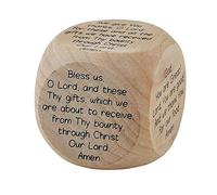 Needzo Children's Mealtime Prayer Cube for Learning with Family to Pray, Small Wooden Die Includes 6 Different Prayers, 1 5/8 Inches