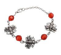 Needzo Confirmation Bracelet, Red Beads with Silver-Tone Holy Spirit Dove Charms, Catholic Religious Jewelry - Sacrament Gift for RCIA or Faith Celebration, One Size