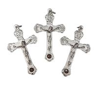 Needzo Metal Crucifix Pendants with Dirt from the Catacombs, Devotional Catholic Cross Accessory, 1.25 x 2 Inches (Pack of 3)