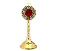 Needzo Mini Brass Reliquary, Religious Keepsake for Relics, Devotional Church and Home Display, 3 by 7.75 Inches