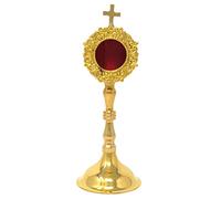 Needzo Monstrance Reliquary, High Polished Brass, Catholic Church Service Supplies, 8 Inches