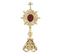 Needzo Ornate Brass Reliquary, Catholic Church Decor, Holy Relic Container, 9.75 Inches