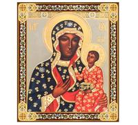 Needzo Our Lady of Czestochowa Black Madonna Icon, Wooden Wall Hanging With Stand 7 1/2 Inch