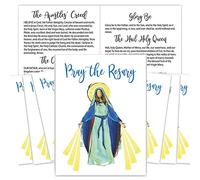 Needzo Pray The Rosary Folding Card with Read Along Prayers, Catholic Sunday School Learning for Kids, 4 X 3 Inches (Pack of 10)