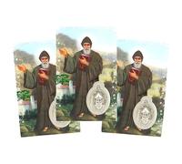Needzo Saint Charbel's Holy Prayer Card with Medal and Prayers on The Back, Catholic Saints Pocket Prayers Bookmark and Bible Page Holders, Miracle Monk of Lebanon, 3 3/8 Inches, Pack of 3