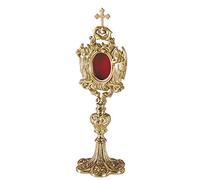 Needzo Small Brass Reliquary with Holder for Relics, for Home, Catholic Church or Chapel, 12 Inches