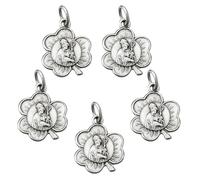 Needzo Small St. Patrick Clover Medal, Patron Saint Pendants for Jewelry, Catholic Keepsake Gifts, 5/8 Inch, Made in Italy Pack of 5