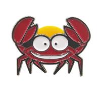 Needzo Smiling Crab Enamel Pin with Rubber Back, Fun Cute Pins for Hats, Backpacks, Jackets, Lanyards, and More, Small Gifts for Men and Women, 0.75 Inches