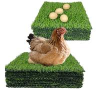 Neehows 12 Pack Chicken Nesting Pads for Chicken Coop, 11.8"x11.8" Reusable Plastic Artificial Grass Nesting Box Pads Washable Laying Eggs Turf Egg-Protecting Mats for Coops, Pets & Crafts - Green