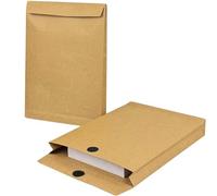 Neehows 15 Pack Expandable Large Kraft Envelopes, 9.3" x 13" Big Mailing Hook-and-Loop Closure Anti Tear Catalog Envelopes for Business Office Paper Documents File Storage - Brown