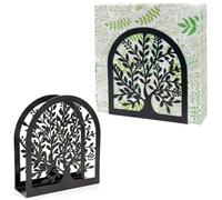 Neehows 2 Pack Napkin Holder for Table, Black Metal Cocktail Napkin Holder Upright Decorative Paper Napkin Caddy for Kitchen Countertop Outdoor Dining Room, 4.9"x 1.57"x 5.3"
