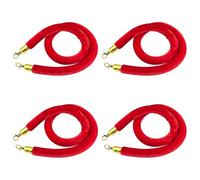 Neehows 4 Pack Red Velvet Stanchion Rope - 5 Ft Crowd Control Ropes with Gold Clasps, Crush-Proof Foam Core for Events, Theaters, VIP Areas & Home Decor