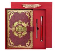 Neehows Lock Journal Diary Password Book, A5 5.9"x8.5" 200 Pages - Red