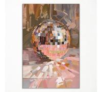Neejaold Trendy Disco Ball Canvas Wall Art Funky Girl Disco Ball Room Aesthetic Poster Pink Preppy Picture Vintage 70s Bar Cart Decor Print Painting for Girly Dorm Bedroom 12x16in Unframed